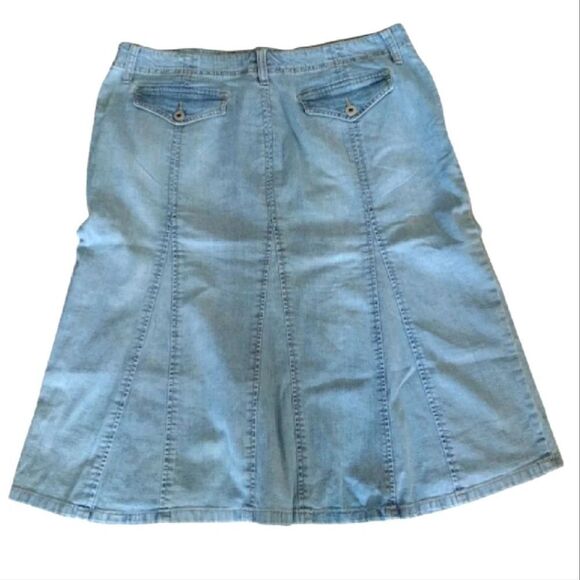 Y2K Light Denim Wash High Waist Midi Flare Jean Skirt Plussize 14 - Picture 4 of 10